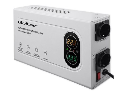 Qoltec - Automatyczny regulator napięcia - compact, toroidal transformer - AC 125-270 V - 1200 wat - 2000 VA - 1 faza - złącza w