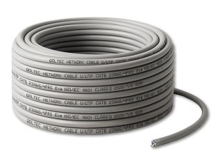 Qoltec - Kabel krosowy - 25 m - UTP - CAT 6 - szybkość transferu danych do 1 Gb/s, Ochrona UV - szary