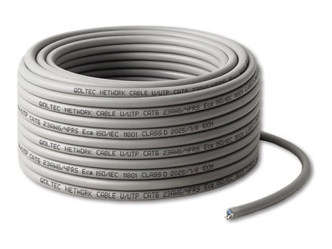 Qoltec - Kabel krosowy - 25 m - UTP - CAT 6 - szybkość transferu danych do 1 Gb/s, Ochrona UV - szary
