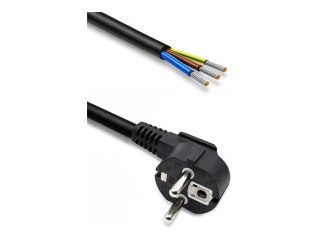 Qoltec - Kabel zasilający - power CEE 7/7 kątowe do przewód nieizolowany - AC 230 V - 3 m - obcięte końce - czarny