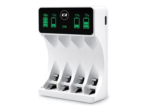 Qoltec - Ładowarka akumulatorów - (dla 4xAA/AAA) - 4 x ładowanie baterii - 2 A - biały