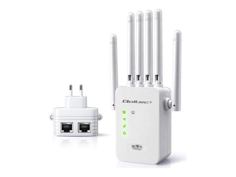 Qoltec - Wzmacniacz sygnału Wi-Fi - Wi-Fi 5 - 2.4 GHz, 5.8 GHz - do podłączenia do ściany