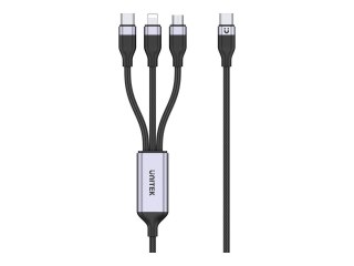Unitek - Kabel Lightning - USB-C męski do Lightning, USB-C, Micro-USB Typ B męski - czarny - splątany, Apple Lightning Power Del