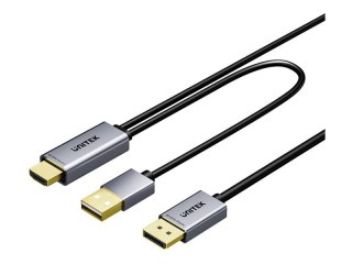 Unitek - Kabel przejściowy - HDMI, USB męski do DisplayPort męski - 1.8 m - kosmiczna szarość - obsługa 4K 60 Hz