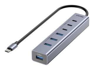 Unitek uHUB S7+ H1335A - Koncentrator - 7-w-1, 10 Gbps, 5 Gbps - 3 x USB-C 3.2 Gen 2 + 4 x USB 3.2 Gen 1 - stacjonarny