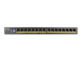 Zyxel GS1100 Series - Przełącznik - niezarządzalny - 16 x 10/100/1000 (1 PoE+) - stacjonarny, montowany na ścianie - PoE+ (135 W