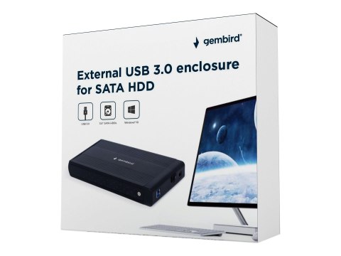 Gembird EE3-U3S-3 - Obudowa pamięci - 3.5" - SATA 3Gb/s - USB 3.0 - czarny
