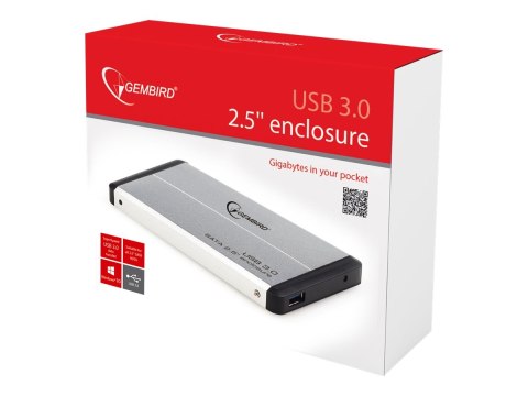 Gembird - Obudowa pamięci - 2.5" - SATA 3Gb/s - USB 3.0 - srebrny