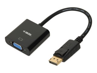 IBOX - Adapter wideo - DisplayPort 20-pin (M) z zatrzaskiem do HD-15 (VGA) (F) element przykręcany - czarny