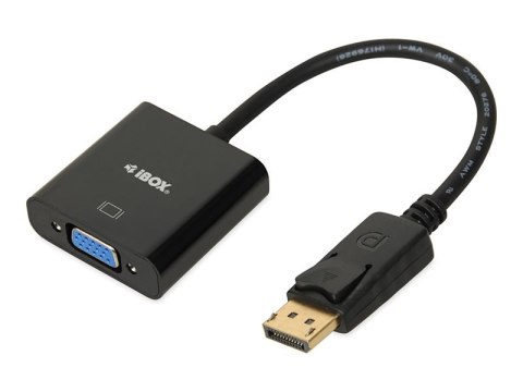 IBOX - Adapter wideo - DisplayPort 20-pin (M) z zatrzaskiem do HD-15 (VGA) (F) element przykręcany - czarny
