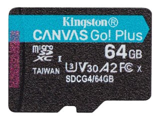 Kingston Canvas Go! Plus - Karta pamięci flash - 64 GB - A2 / Video Class V30 / UHS-I U3 / Class10 - microSDXC UHS-I