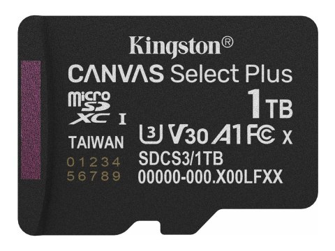 Kingston Canvas Select Plus - Karta pamięci flash - 1 TB - A1 / Video Class V30 / UHS-I U3 / Class10 - microSDXC UHS-I