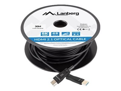Lanberg - Duża szybkość - kabel HDMI z Ethernet - HDMI męski do HDMI męski - 30 m - podwójne ekranowanie - czarny - Active Optic