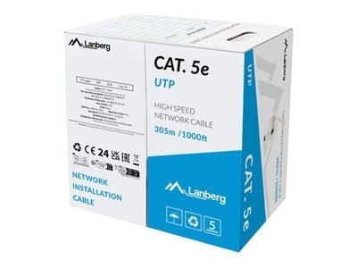 Lanberg - Zwój kabla - 305 m - 5.1 mm - UTP - CAT 5/5e - trwały - szary