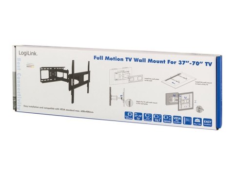 LogiLink Full Motion - Uchwyt - dla panel płaski - lita stal prasowana na zimno - rozmiar ekranu: 37"-70" - montaż na ścianie