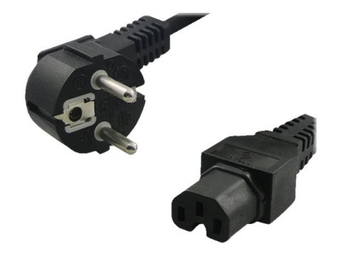 LogiLink - Kabel zasilający - IEC 60320 C15 do power CEE 7/7 (P) - 2 m - złącze 90° - czarny