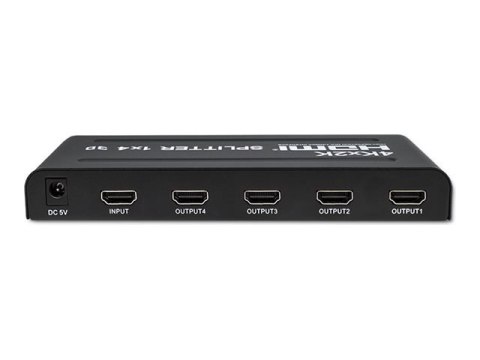 Qoltec - Rozdzielacz wideo/audio - aktywna, wysoka stabilność - 4 x HDMI - stacjonarny - DC