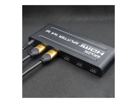 Qoltec - Rozdzielacz wideo/audio - aktywna, wysoka stabilność - 4 x HDMI - stacjonarny - DC