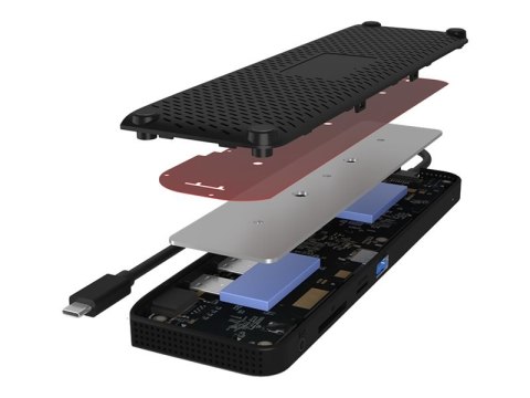 ICY BOX 11-in-1 Mobile with Triple Video Output - Stacja dokująca - USB-C - 2 x HDMI, DP - 1GbE