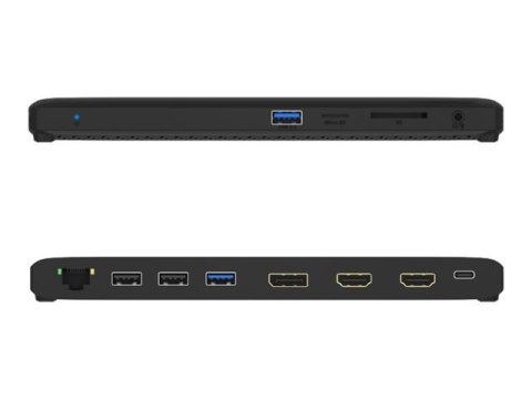 ICY BOX 11-in-1 Mobile with Triple Video Output - Stacja dokująca - USB-C - 2 x HDMI, DP - 1GbE