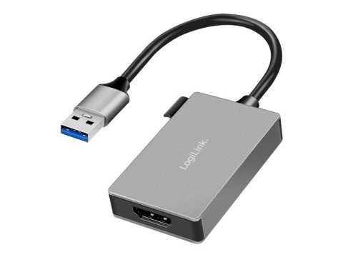 LogiLink - Adapter wideo - USB Typ A męski do HDMI żeński - 15 cm - ekranowana - szary - 1080p z obsługą 60 Hz