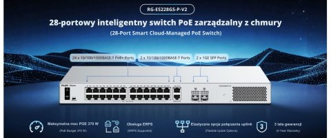 SWITCH POE RG-ES228GS-P-V2 24-PORTOWY + 2X UPLINK + 2X SFP REYEE