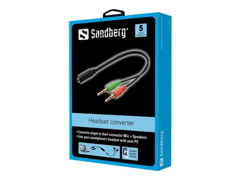 Sandberg Headset Converter - Przejściówka słuchawek - mini-phone stereo 3.5 mm męski do mini jack 4-biegunowy żeński