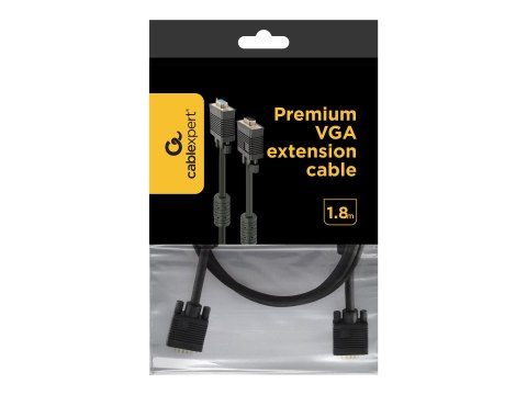 Cablexpert Premium CC-PPVGAX-6B - Kabel VGA - HD-15 (VGA) (F) do HD-15 (VGA) (M) - 1.8 m - odlewany, wkręt skrzydełkowy - czarny