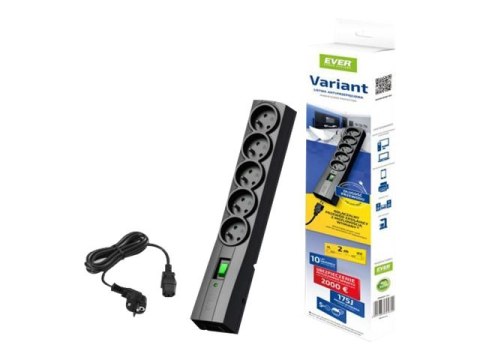 EVER Variant - Zabezpieczenie przed przepięciem - AC 250 V - 2500 wat - złącza wyjściowe: 5 - 2 m przewód