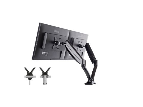 Iiyama DS3002C-B1 - Zestaw do montażu - ramię regulowane - dla 2 monitory - czarny - rozmiar ekranu: 10"-27" - montaż na biurku