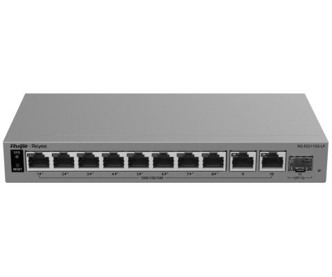 SWITCH POE RG-ES211GS-LP 8-PORTOWY + 2X UPLINK + 1X SFP REYEE
