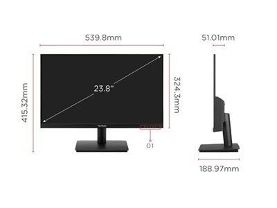 ViewSonic VA240-H-2 - Monitor LED - 24" (23.8" widoczny) - 1920 x 1080 Full HD (1080p) @ 75 Hz - IPS - 250 cd/m² - 1000:1 - 1 ms