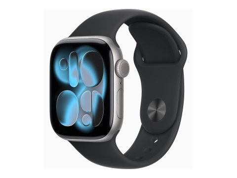 Apple Watch Series 11 (GPS + Cellular) - 42 mm - szary aluminiowy - inteligentny zegarek z pasek sportowy - guma fluorokarbonowa