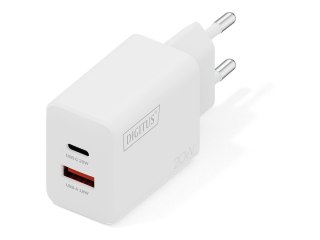 Digitus - Zasilacz - 20 wat - 2 złącza wychodzące (USB-C, USB) - biały