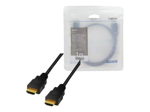 LogiLink - Kabel HDMI z Ethernet - HDMI męski do HDMI męski - 1 m - czarny - obsługa 4K, obsługa 8K, obsługa 10K