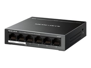 Mercusys MS106LP V1 - Przełącznik - 6 x 10/100 (4 PoE+) - stacjonarny, montowany na ścianie - PoE+ (40 W)