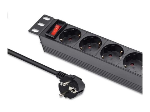 Qoltec - Linka zasilania (montowany w stojaku) - aluminium - AC 220-250 V - 3680 wat - wejście: DIN 49441 - złącza wyjściowe: 4 