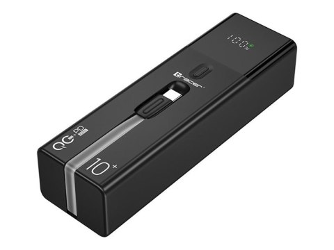 Tracer Quant - Powerbank - 10000 mAh - 37 Wh - 100 wat - 5 A - QC 3.0, PD - 3 złącza wychodzące (2 x USB-C, USB Typ A) - czarny