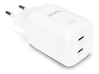DICOTA - Zasilacz - GaN - 100 wat - 5 A - PD 3.0 - 2 złącza wychodzące (USB-C) - przewodowo: USB-C - biały - Europa