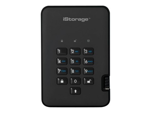 IStorage diskAshur² - SSD - zaszyfrowany - 1 TB - zewnętrzny (przenośne) - USB 3.1 - FIPS 197, 256-bit AES-XTS - czerń fantomowa