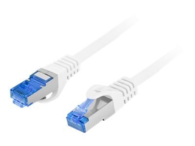 Lanberg - Kabel krosowy - RJ-45 (M) do RJ-45 (M) - 0.5 m - S/FTP - CAT 6a - odlewany, bez wystających elementów - biały, RAL 901