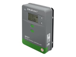 Qoltec - Regulator ładowania słonecznego - MPPT, z czujnikiem temperatury, 12 / 24 V - szary, zielony
