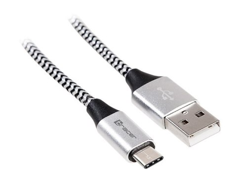 Tracer - Kabel USB - USB (M) do USB-C (M) - USB 2.0 - 2.1 A - 1 m - czarny, srebrny