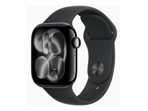 Apple Watch Series 11 (GPS) - 42 mm - aluminium w kolorze jet black - inteligentny zegarek z pasek sportowy - guma fluorokarbono