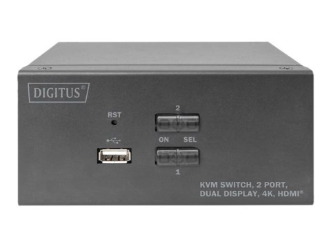 DIGITUS DS-12860 - Przełącznik — KVM / dźwięk / USB - 2 x KVM / dźwięk / USB - 1 użytkownik lokalny - stacjonarny