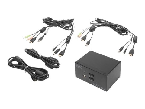 DIGITUS DS-12860 - Przełącznik — KVM / dźwięk / USB - 2 x KVM / dźwięk / USB - 1 użytkownik lokalny - stacjonarny