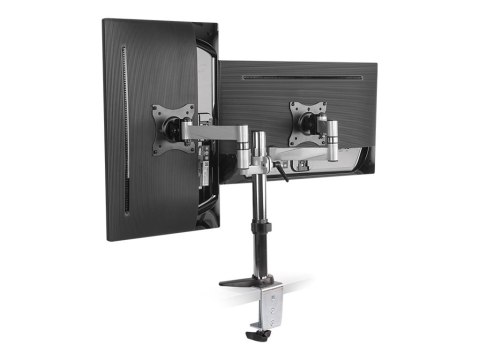 LogiLink Dual monitor desk mount - Zestaw do montażu - ramię regulowane - dla 2 monitory - aluminium, stal - szary metalik - roz