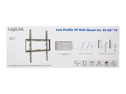 LogiLink - Uchwyt - dla TV i monitor - stal walcowana na zimno - rozmiar ekranu: 32"-55" - montaż na ścianie