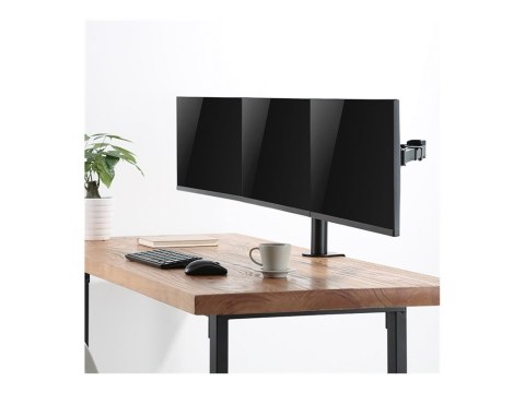 LogiLink - Zestaw do montażu (zacisk, zacisk grumotu, słupek, 2 ramiona wysuwane) - dla 3 wyświetlacze LCD - stal - czarny - roz