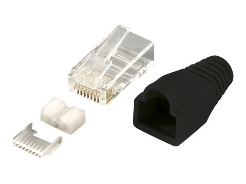 LogiLink - Złącze sieciowe - RJ-45 (M) - ekranowana - CAT 6 - bez wystających elementów - czarny, RAL 9005 (pakiet 100)